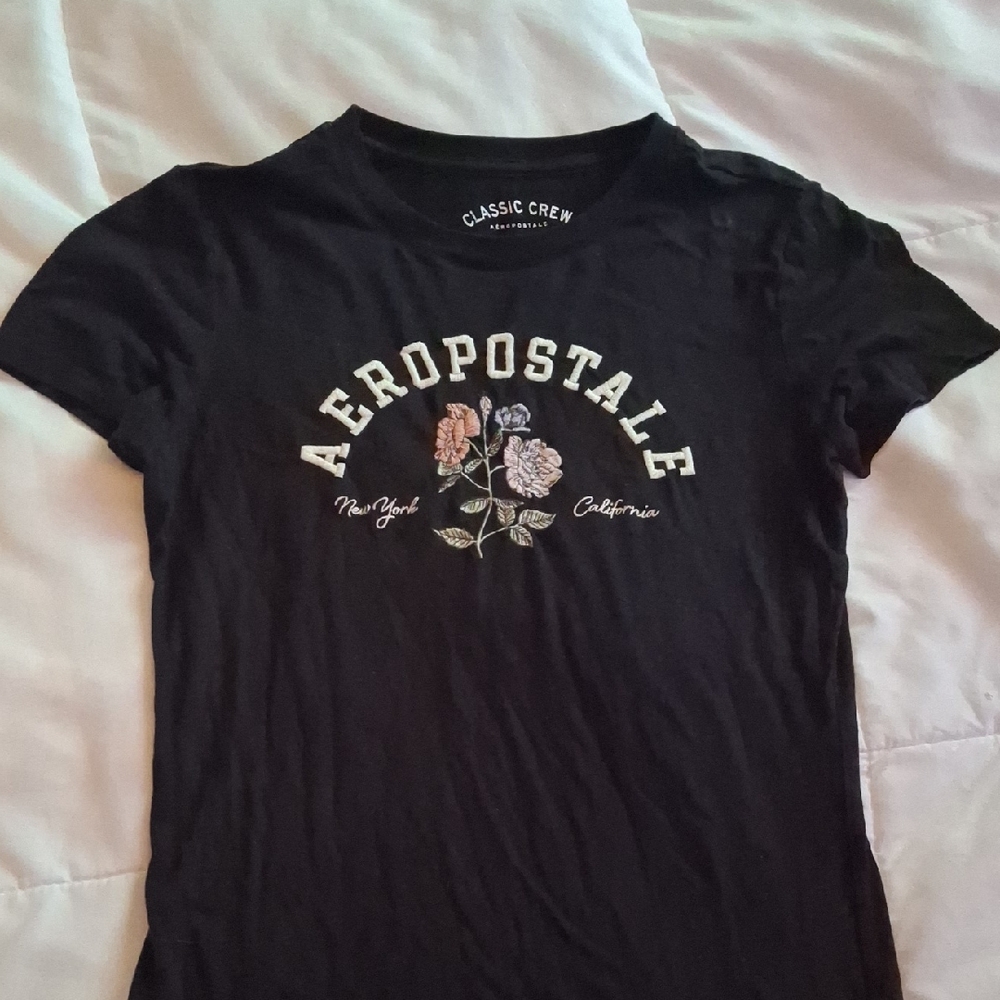 Aeropostale Black Floral Graphic Tee